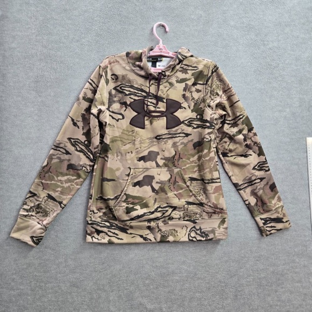 Under Armour‎ Men Hoodie M Brown Camouflage Logo Embroidered Long Sleeve Loose